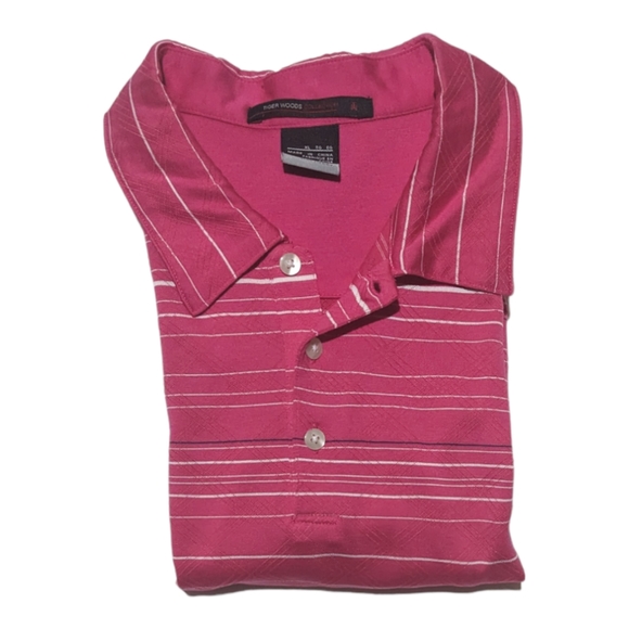 Tiger Woods Collection Nike Fit Dry XL Magenta Striped Golf Polo Shirt EUC - Picture 4 of 4